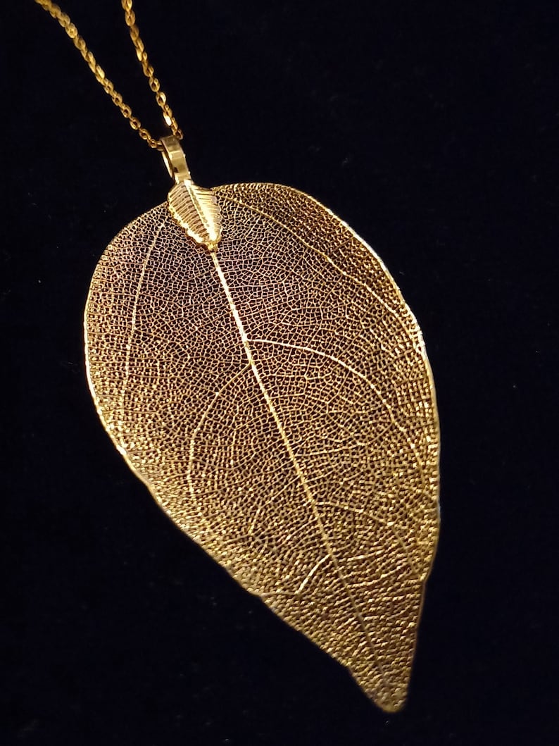 Real leaf necklace, 24K gold dipped leaf necklace, real leaf jewelry, gold dipped leaves natural jewelry woodland jewelry wedding jewelry image 2