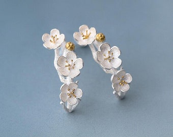 Blossom Earrings Spring Blossom Earrings Flower Jewelry Silver Cherry Blossom Earrings Flower Blossom Earrings for Flower girl earrings