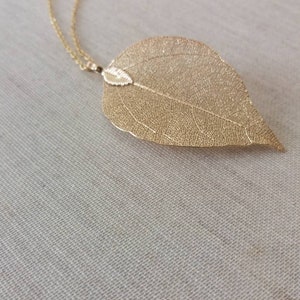 Real leaf necklace, 18K gold dipped leaf necklace, real leaf jewelry gold dipped leaves natural jewelry woodland jewelry bridesmaids jewelry zdjęcie 3