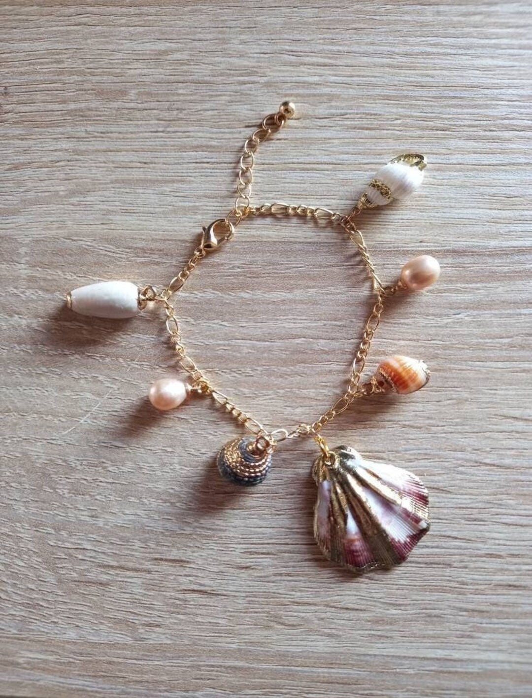 Real Shell Bracelet Gold Shell Bracelet Gold Plated Shell Bracelet ...