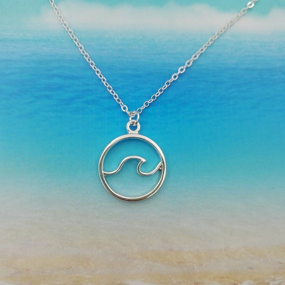Buy Silver Wave Necklace Beach Necklace Ocean Necklace Wave