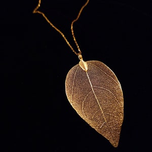 Real leaf necklace, 24K gold dipped leaf necklace, real leaf jewelry, gold dipped leaves natural jewelry woodland jewelry wedding jewelry image 3