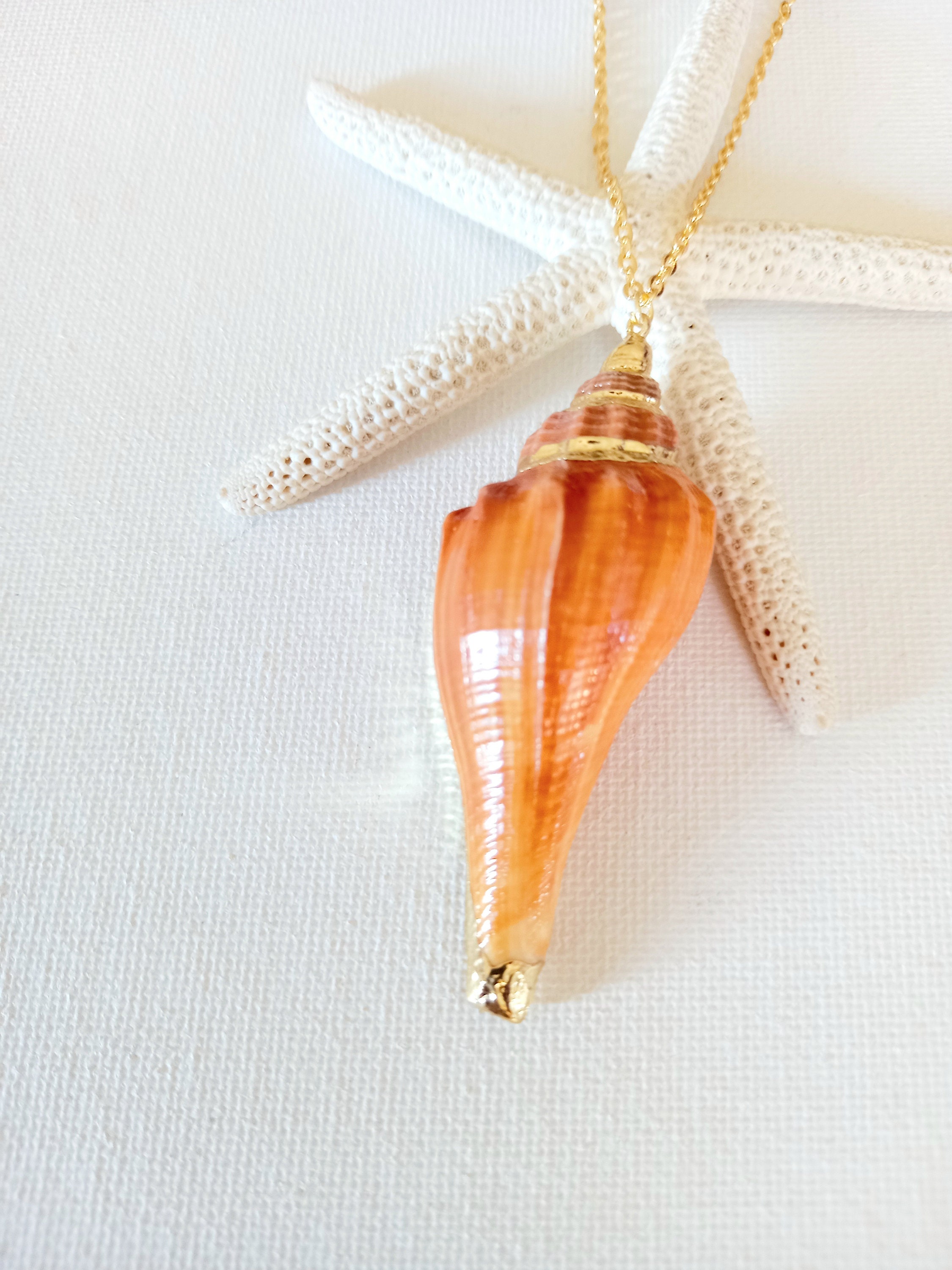 Large Gold Shell Scallop Shell Necklace Sea Shell Necklace Gift for Her Gold Shell Charm ...