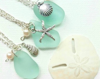 Bridesmaids Necklace Beach Wedding Sea Glass Necklace Sea Glass Jewelry  Beach Glass  Necklace Mermaid Jewelry  Irish Sea Glass  Necklace