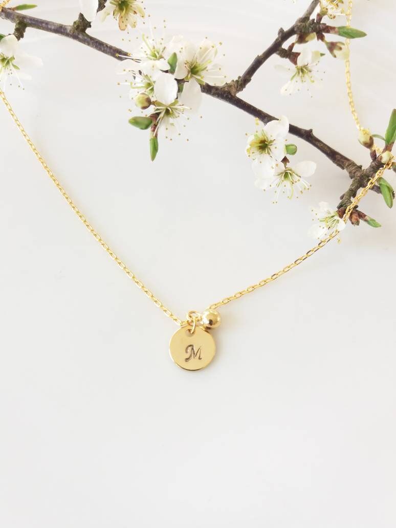 9ct gold necklace 9ct gold initial necklace Solid gold initial | Etsy