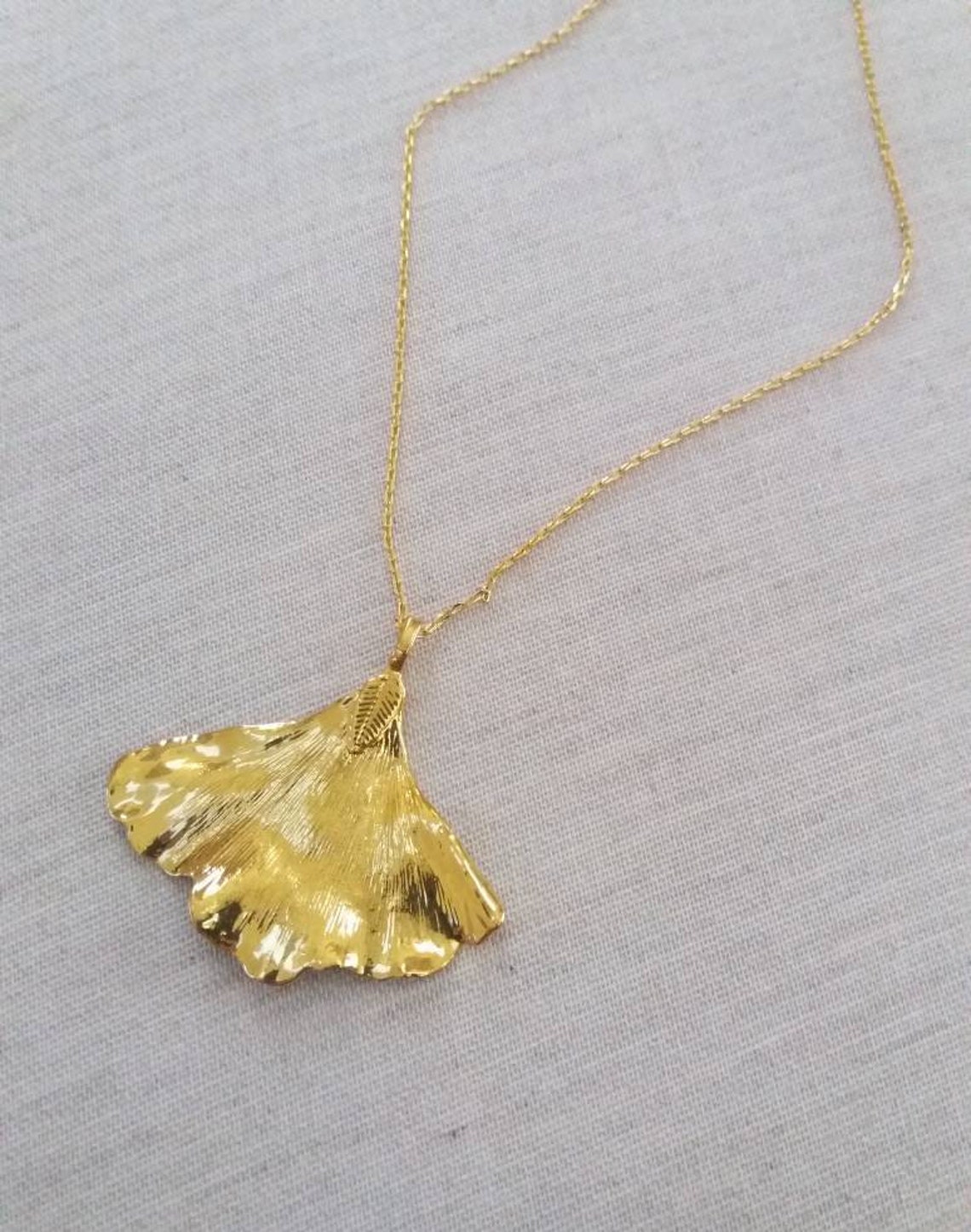 Gingko leaf necklace 18K gold dipped leaf necklace real leaf | Etsy