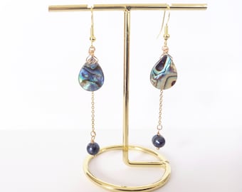 Real abalone earrings gold abalone  earrings abalone jewelry abalone earrings  wedding abalone teardrop bridal earrings gift for her