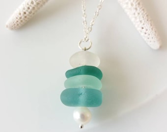 Genuine Sea Glass Necklace Blue Seaglass Necklace Beach Glass Necklace Sea Glass Jewelry  Sea Glass Necklace Beach Jewelry Boho Necklace