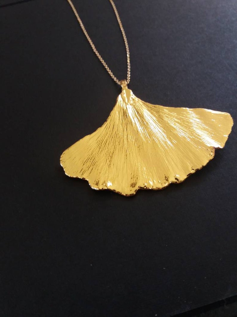 Gingko leaf necklace 18K gold dipped leaf necklace real leaf | Etsy