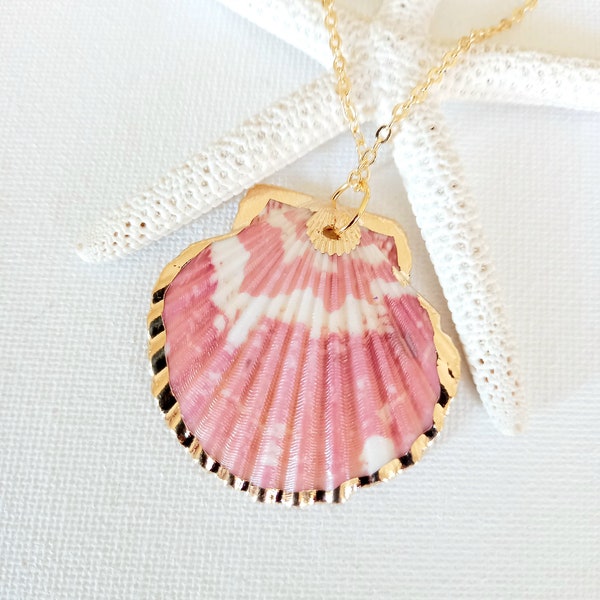 Scallop Shell Necklace  Sea Shell Necklace Gift for Her Gold Shell Charm Necklace Golden Shell Jewelry Beach Necklace Real Shell Jewelry