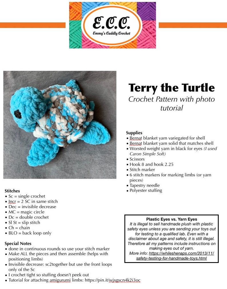Terry the Turtle Pattern
