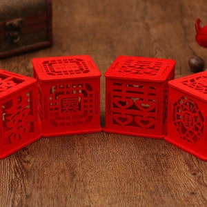 100 x Wood Wedding Favor Box - Double Happiness in Laser Cutout  - Chinese Wedding - Red - 4 Designs
