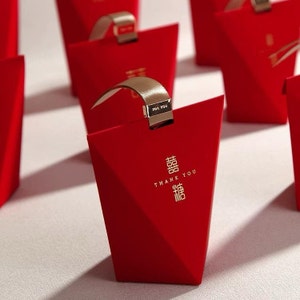 10 x Coffret cadeau de mariage - Double coffret cadeau bonheur classique - Mariage chinois - Rouge - Petit - 2 modèles