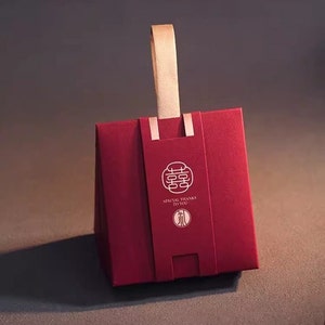 100 x Wedding favor box - Double Happiness  - Chinese Wedding - Burgundy - 3 Patterns - Small