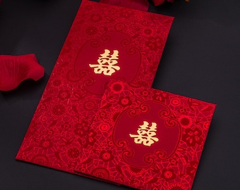 50 x Wedding Red Packet - Double Happiness with Floral Pattern - Chinese Wedding