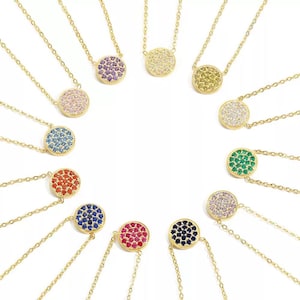 Gift for Bridesmaids - Birthstone Necklace (12 colors by birth month)