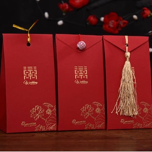 100 x Wedding favor box - Double Happiness with Lotus - Chinese Wedding - S