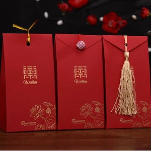 100 xWedding favor box - Double Happiness with Lotus - M