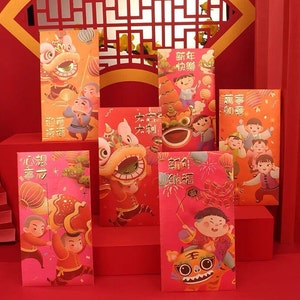 4pcs New Year 2024 Lucky Money Envelopes With Golden Dragon Pattern, Cute  Cartoon Chinese Red Envelopes For Spring Festival, Suitable For 2024  Chinese