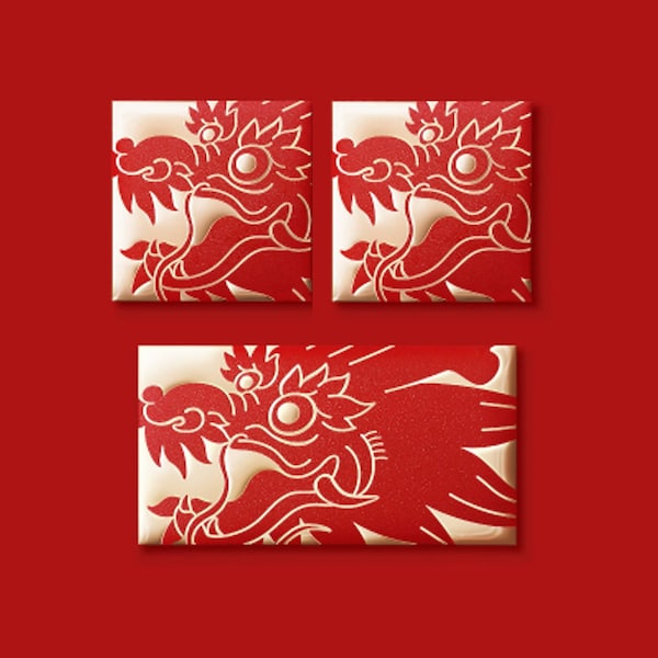 Set of 10 - 2 Designs CNY Red Packet - Year of the Dragon - 2024 Chinese New Year - Lunar New Year Red Envelope - Classic Dragon