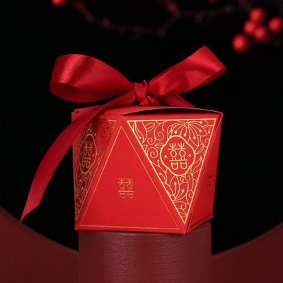 50 X Wedding Favor Box Chinese Double Happiness With Floral Etsy