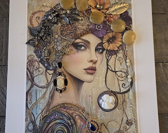 Farrahh - Artisan Bejeweled Canvas Print Art Wall Decor Fashion Religious Beaded Design by #DesignsByJBL