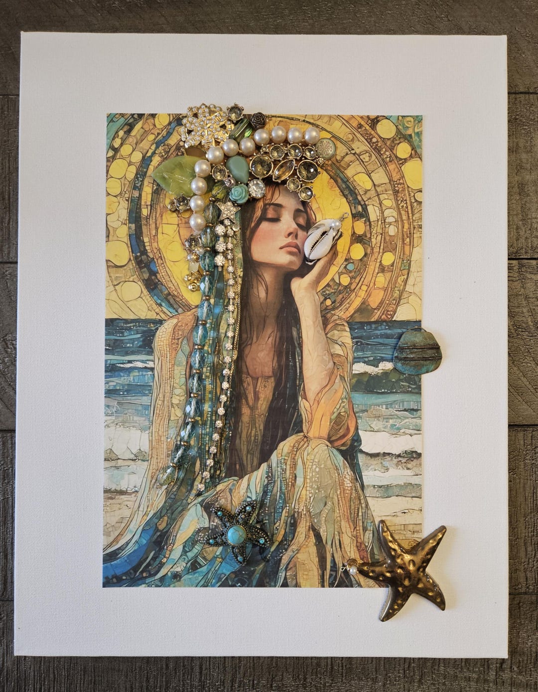 Marina - Ocean Sea Goddess Artisan Bejeweled Canvas Print Art Wall ...