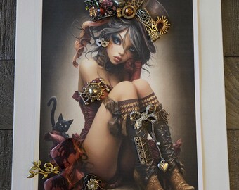 Bethany - Artisan Bejeweled Canvas Print Art Wall Decor Fashion Lady Beaded Design by #DesignsByJBL