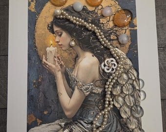 Tiana Angel Spiritual Artisan Bejeweled Canvas Print Art Wall Decor Fashion Lady Beaded Design by #DesignsByJBL