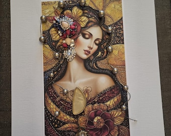 Trinity - Artisan Bejeweled Canvas Print Art Wall Decor Fashion Beaded Design by #DesignsByJBL