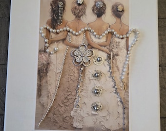 The Wedding Crew - Artisan Bejeweled Canvas Print Art Wall Decor Fashion Lady Beaded Design by #DesignsByJBL