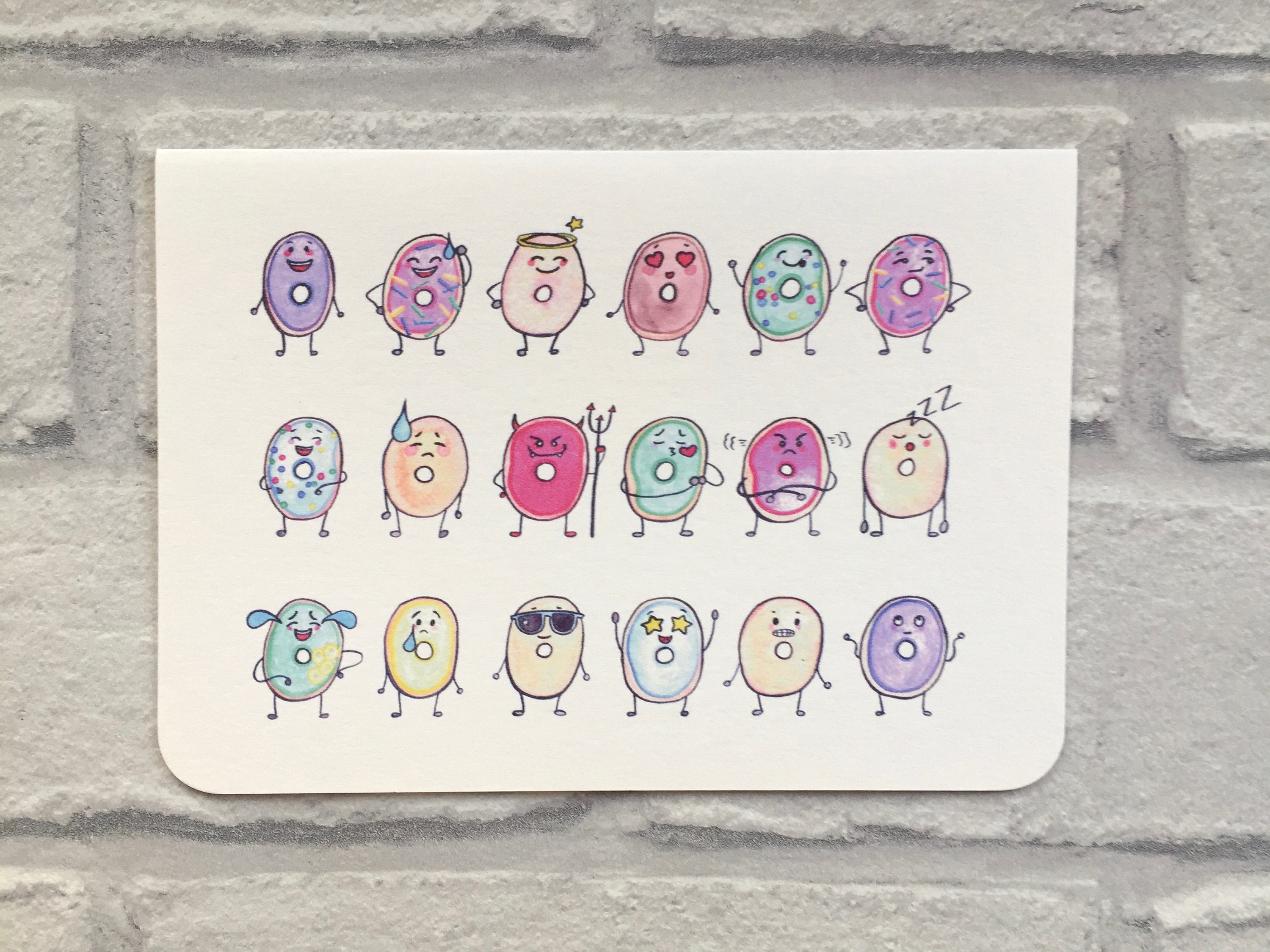 blank all occasions card cute emoji doughnuts gifts for