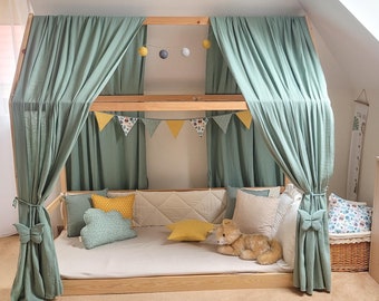House bed canopy, muslin canopy, kids bed canopy, toddler bed curtain, kids room decoration, boho bed decoration