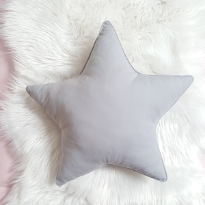 Star pillow - grey, cotton pillow  for kids room,  pillow for bed decoration, gift for home decoration, cozy pillow for toddler room
