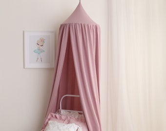 Dusty Pink Muslin Canopy, Bed Canopy, Boho Canopy, Crib Canopy, Play room canopy,