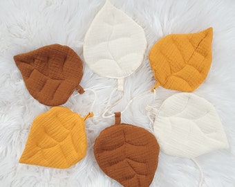 Muslin Garland - carmel, mustard and beige  leaves, wall decoration, bed decoration