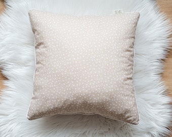 Beige with flowers pillow, square cushion, kids room, cozy pillow, boho room