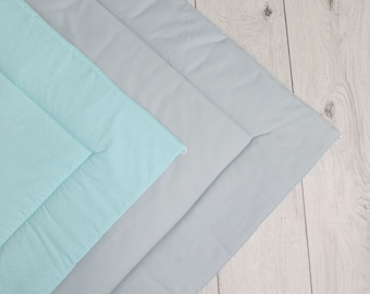 Cotton Padded Mat -  mint & grey