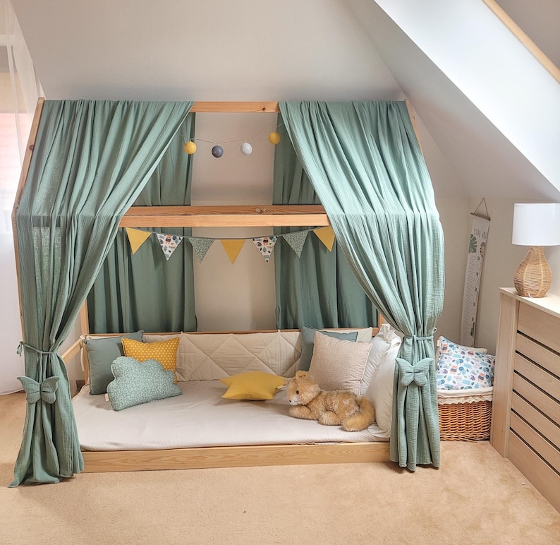house bed canopy, light sage canopy, bed decoration