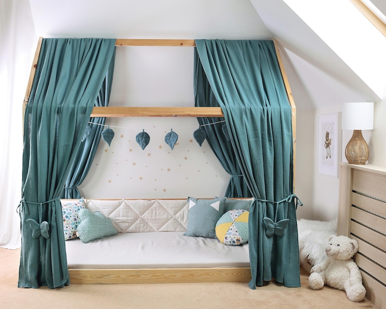 House bed canopy, muslin canopy, kids bed canopy, toddler bed curtain, kids room decoration, boho bed decoration image 6