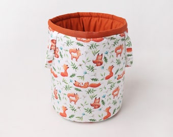 Basket for toys, foxes cotton basket, kids room decoration, home organization, bag for toys, storage basket