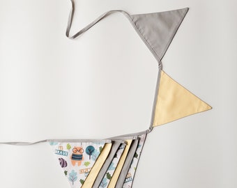 Garland - forest & grey, bunting garland, bunting flags,