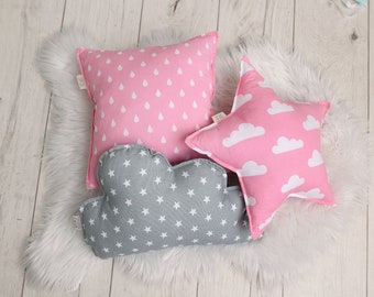 Pink & grey pillows set