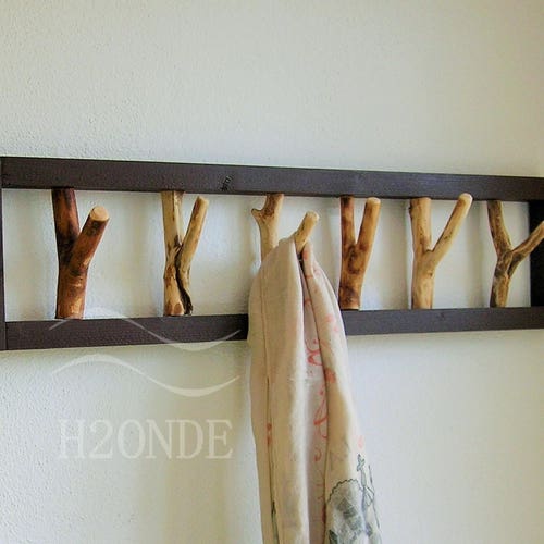 Wood Tree Branch Hook Coat Rack Mounted Garment Rustic Frame Wood Tree Branch Hook Coat Rack Mounted, Wood Tree Coat Rack