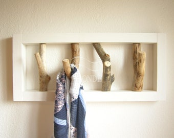 Branch coat rack rustic driftwood garment entryway wall hanging mounted hanger wood clothing storage tree hook beach decor frame modern gift