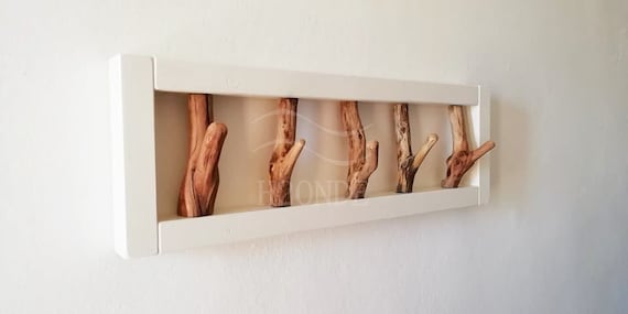 Attaccapanni appendiabiti legno rami moderno muro porta accappatoio parete  arredo cappelliera appendino sciarpa zaino idea regalo cappello -   Italia