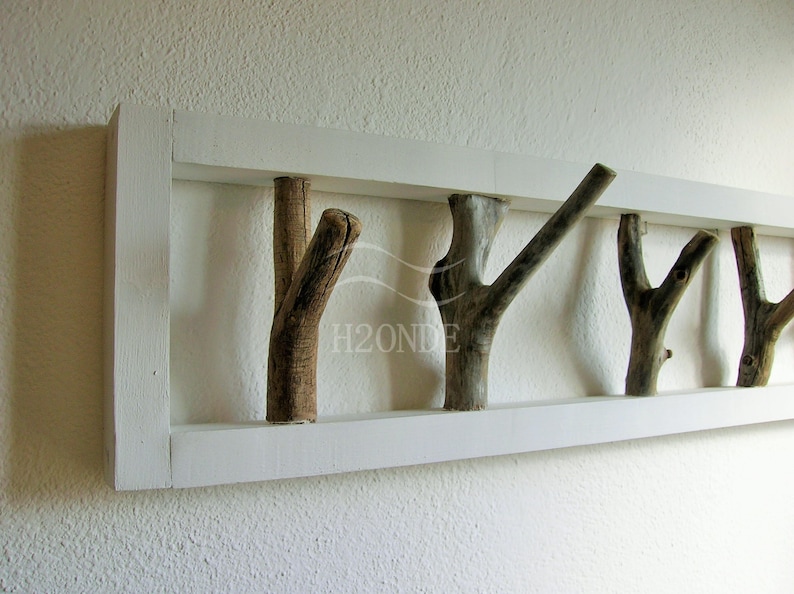 Wood tree branch hook coat rack mounted garment rustic frame hanger entryway decor scarf hanging clothing storage driftwood beach wall gift image 9