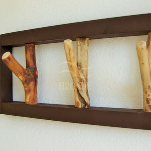 Wood tree branch hook coat rack mounted garment rustic frame hanger entryway decor scarf hanging clothing storage driftwood beach wall gift image 10