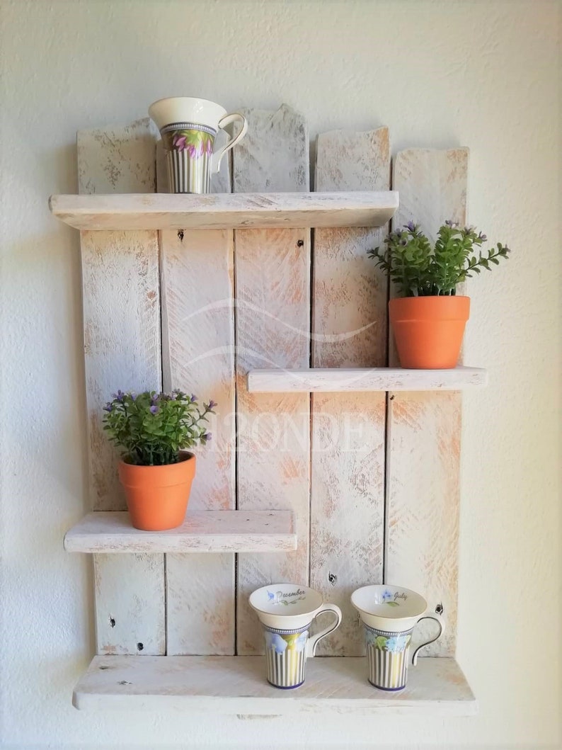 Pallet Wood Shelf Reclaimed Shelves Bathroom Driftwood Wall Etsy