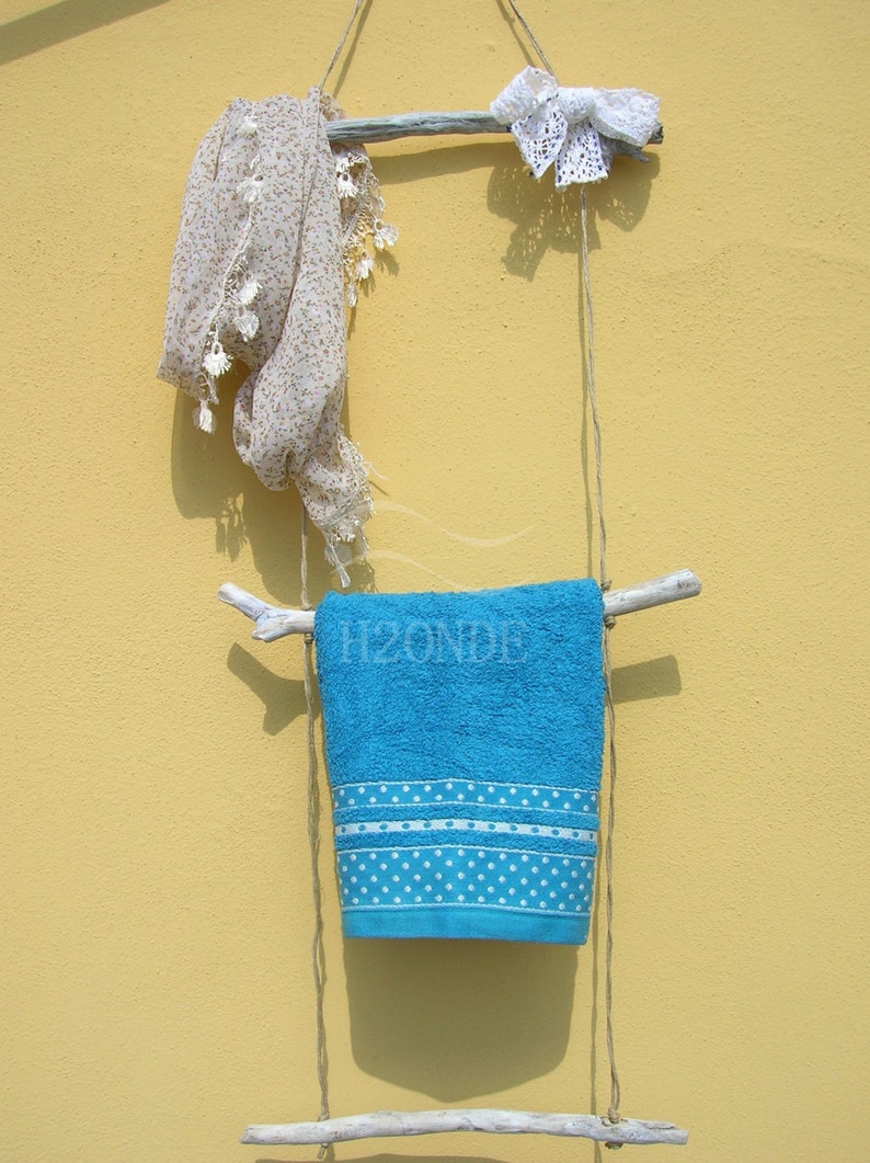 Towel Rail Rack Ladder Wall Mount Wood Driftwood Bathroom Etsy